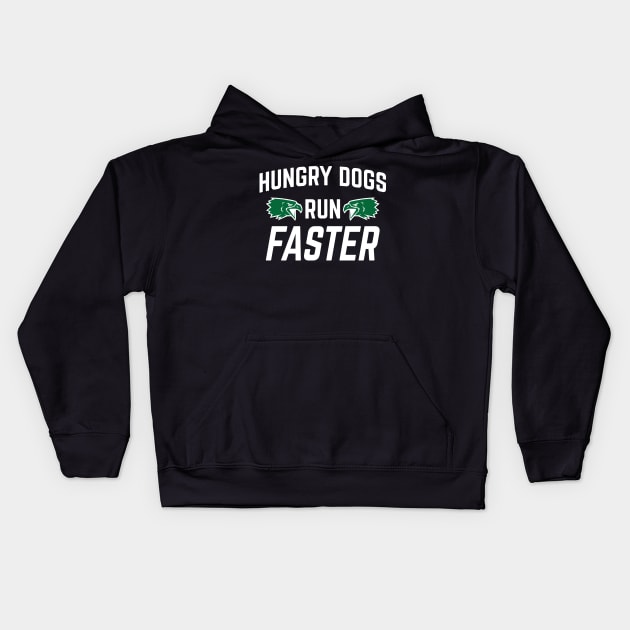 Hungry Dogs Run Faster - Retro-Vintage v3 Kids Hoodie by Emma